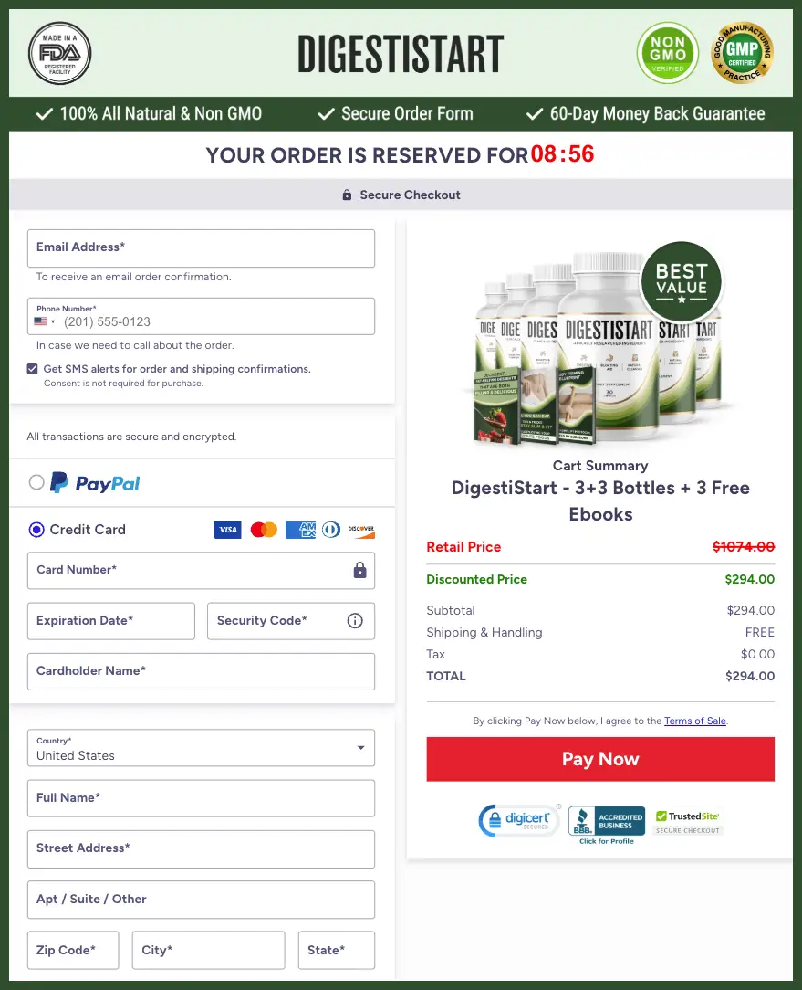 DigestiStart Official Website Secure Order Page